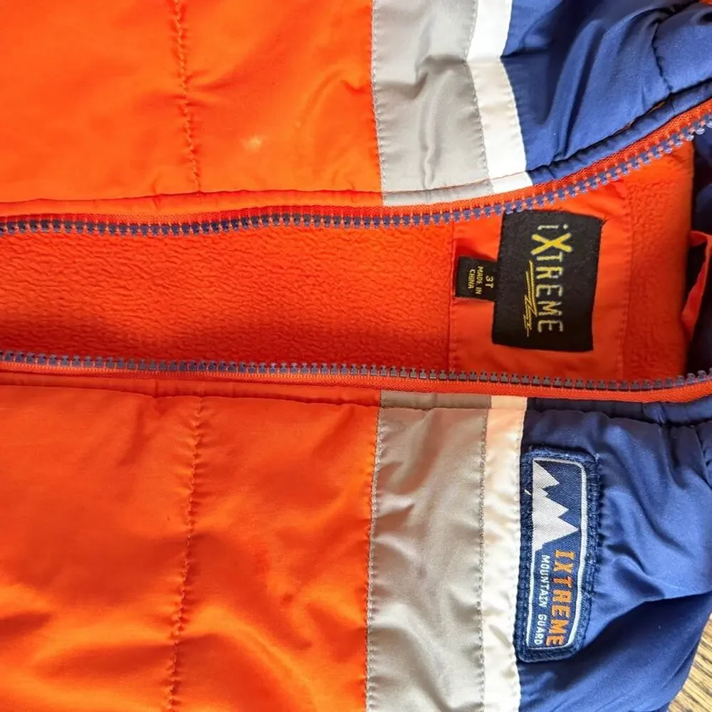 Boys 3T puffer jacket hooded winter bright orange Xtreme